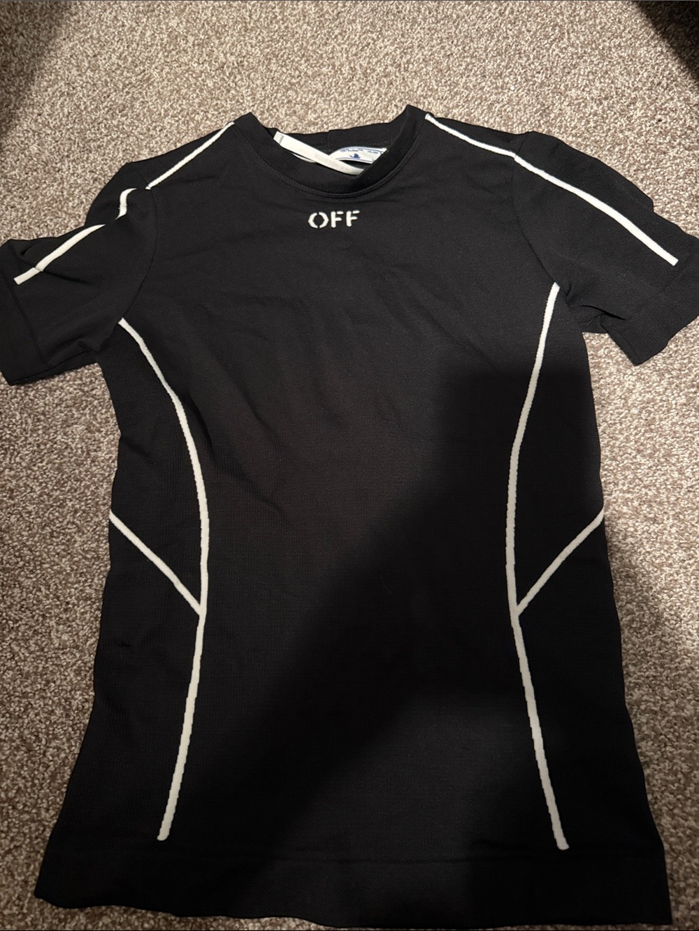 Off-White Black Short-Sleeve Tee with White Piping